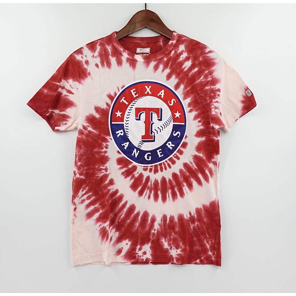 Texas Rangers T Shirt‎ XS Red Tie Dye Baseball MLB Fan Tailgate Tee